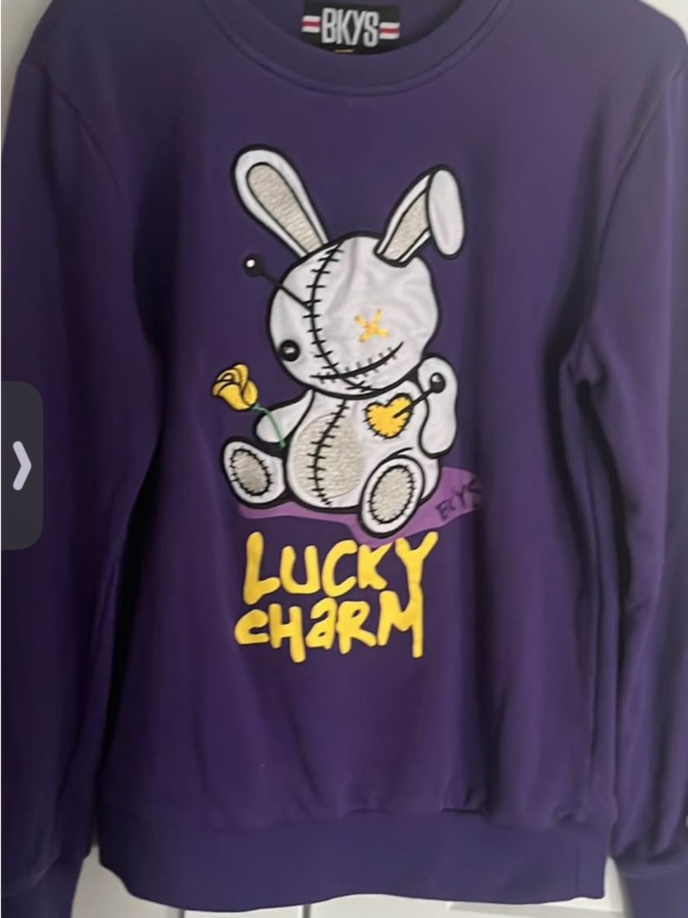 BKYS Kids Purple 'Lucky Charm' Bunny Sweatshirt